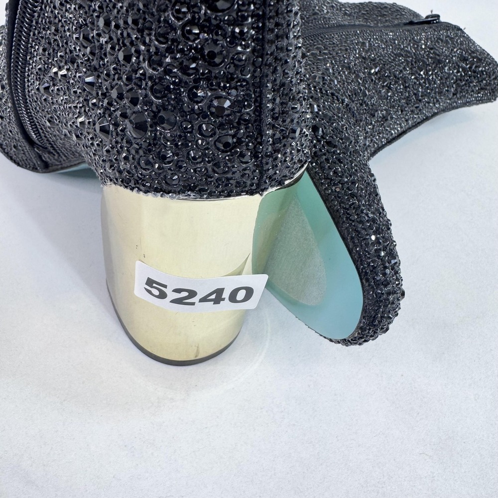 Betsey Johnson Boots Womens Size 6.5 Black Rhinestone Ankle Block Heel SB-HUGO - Picture 12 of 12